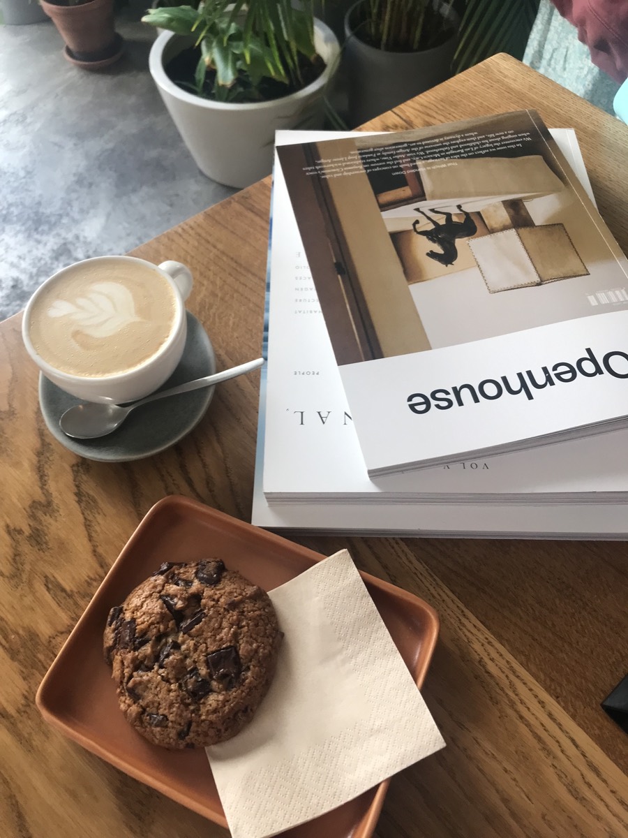 Coffee and a magazine