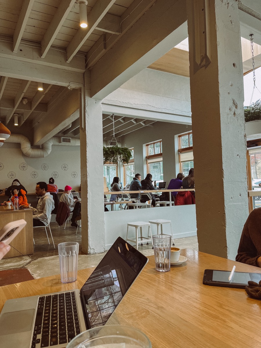 Working from a coffee shop